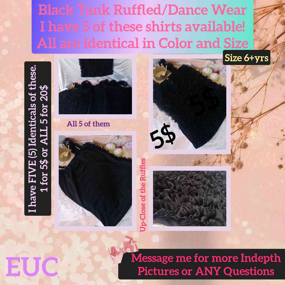 Black Ruffle Dance Wear Tank I have 5 of these EUC - Dallas, Texas