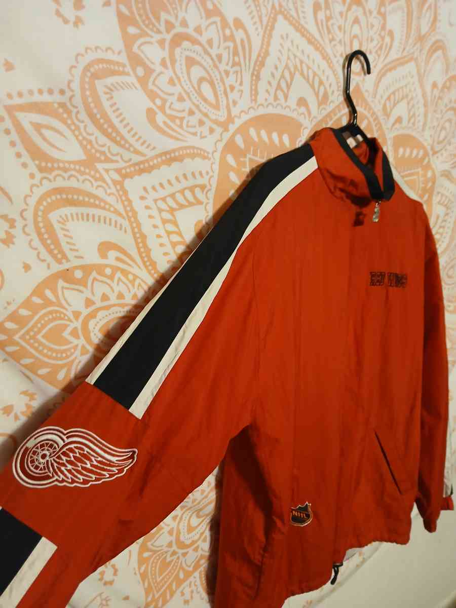 90s Vintage Red Wings Mens Large Starter Windbreaker Jacket - Jackson, Michigan - FleaMarketBay