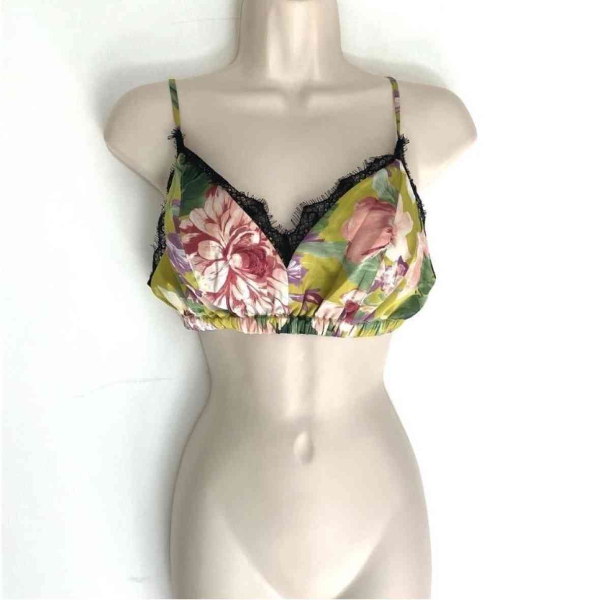 Express Satin Floral Tie Front Bralette Two Piece Top S NEW - Pittsburgh, Pennsylvania - FleaMarketBay