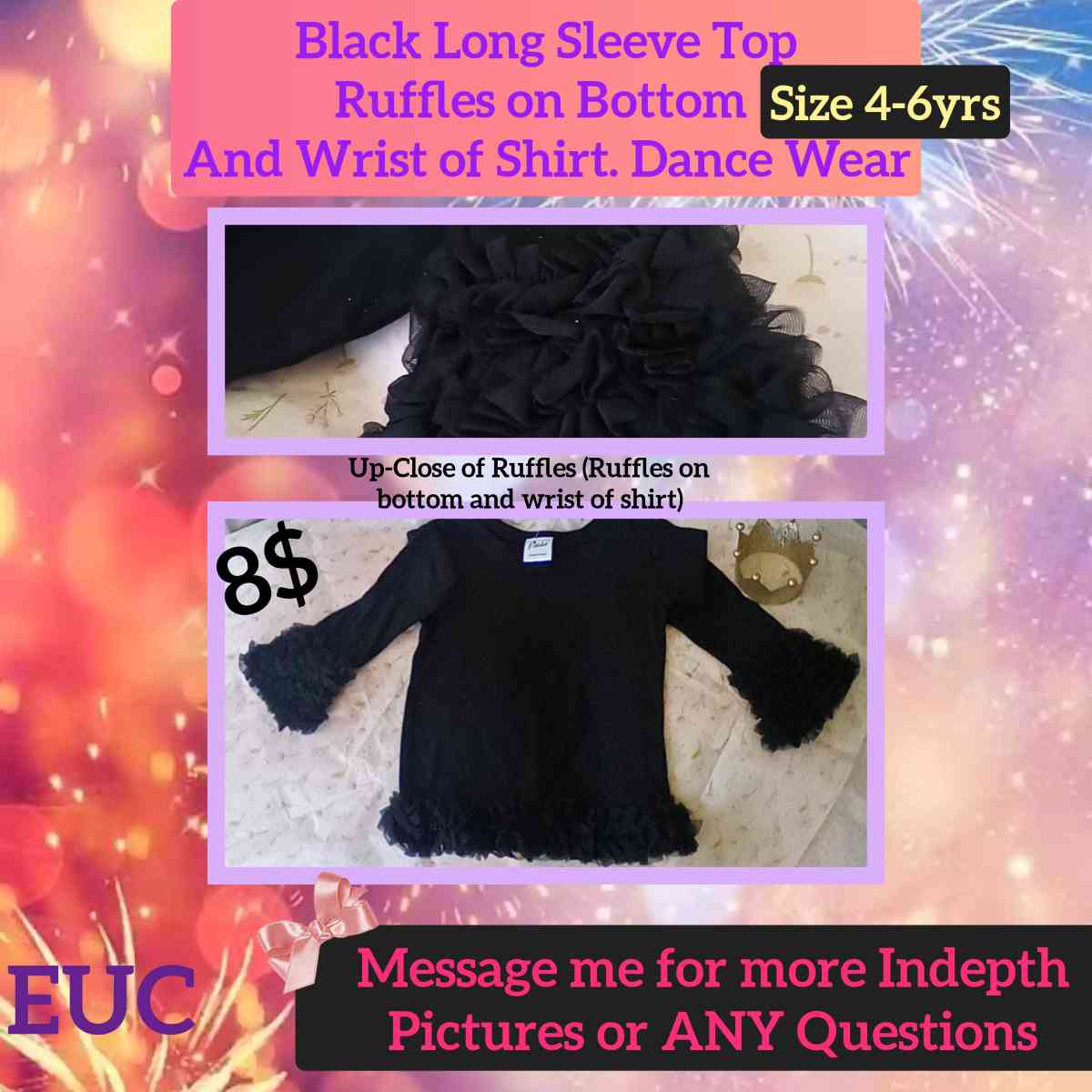 Girls Blk Ruffles on bottom and cuff of wrist - Dallas, Texas