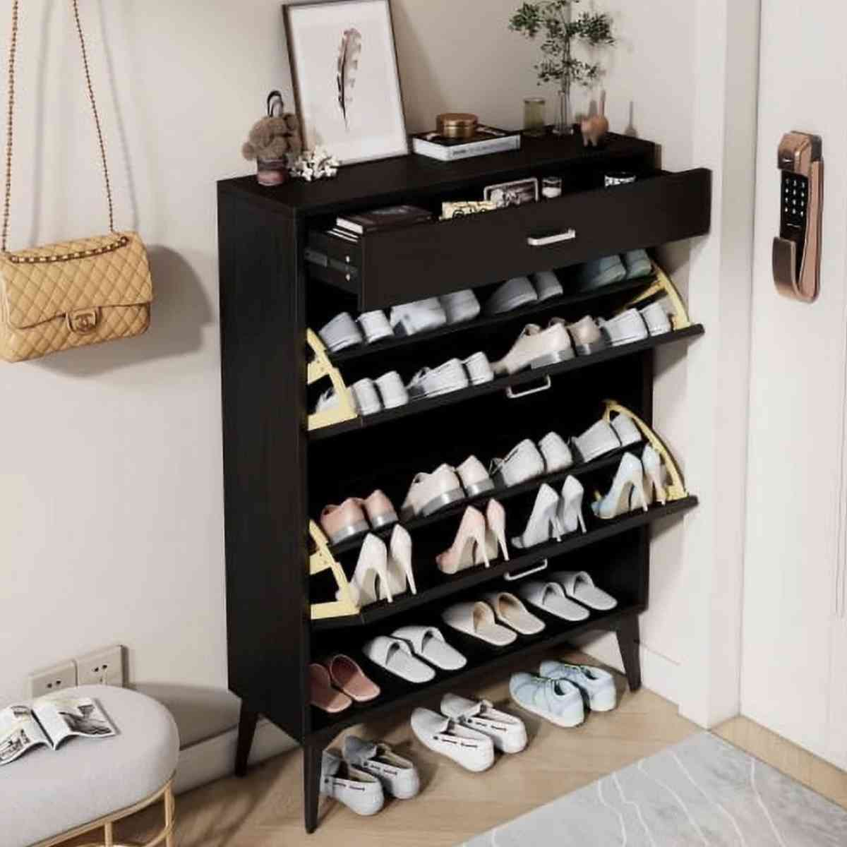 black shoe cabinet