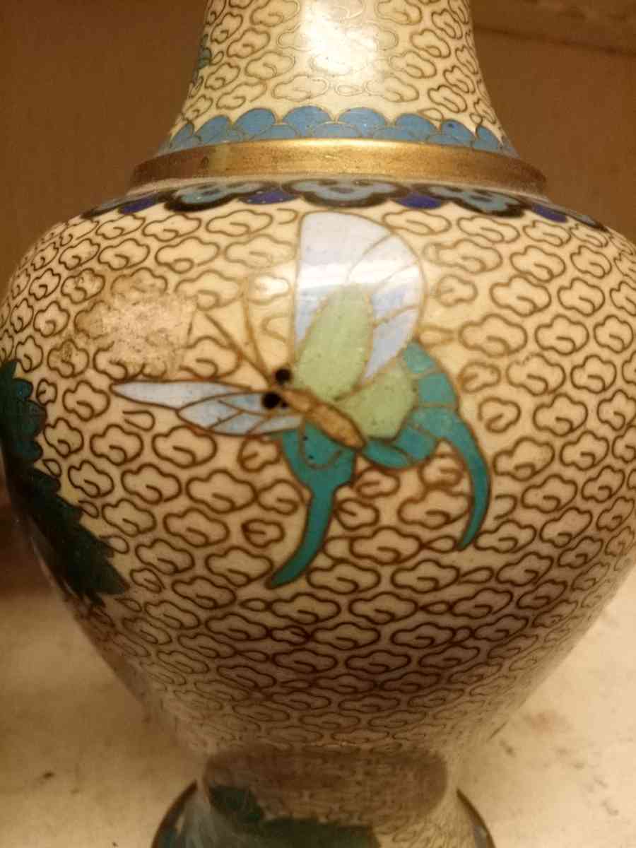 Pair of Vintage Chinese Enamel Colosal Vases - Yazoo City, Mississippi - FleaMarketBay