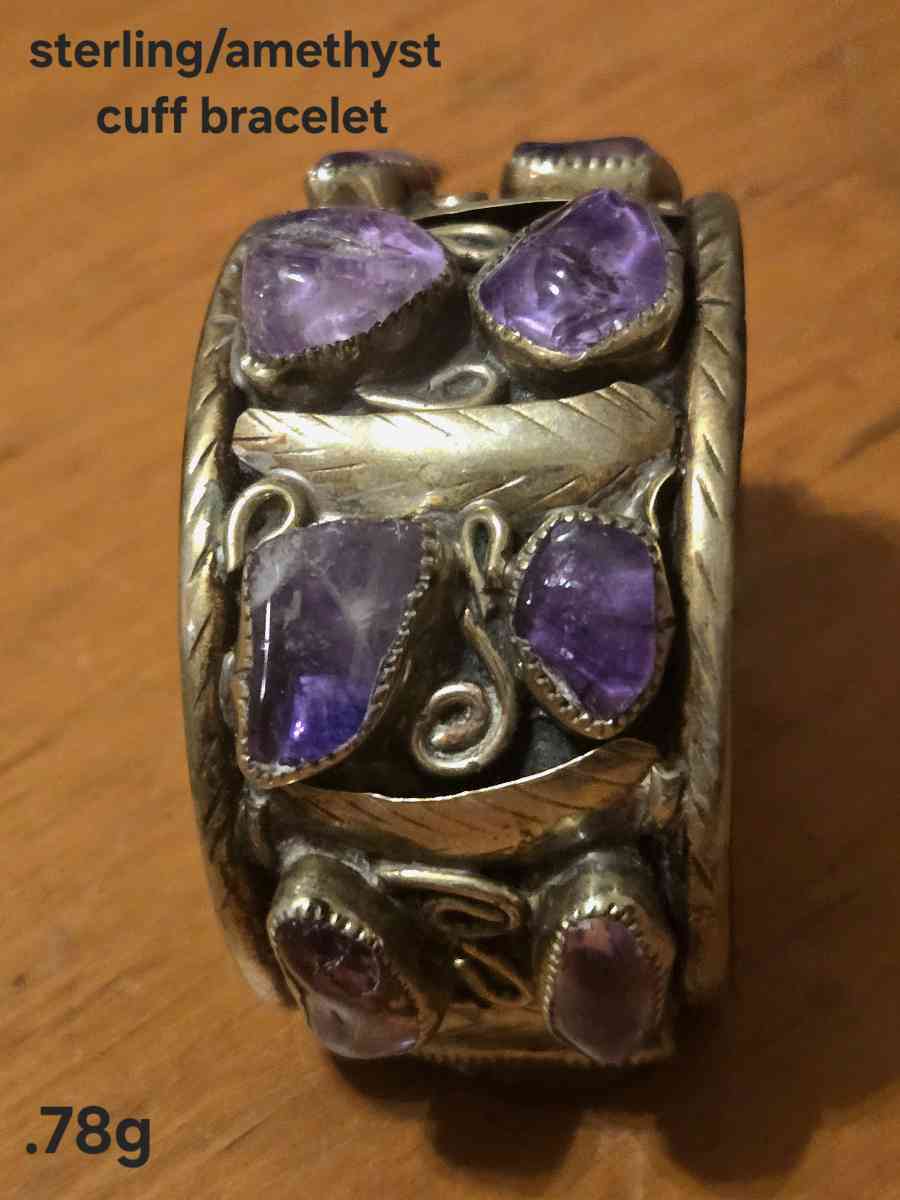 sterling silver amethyst cuff bracelet - Helotes, Texas - FleaMarketBay