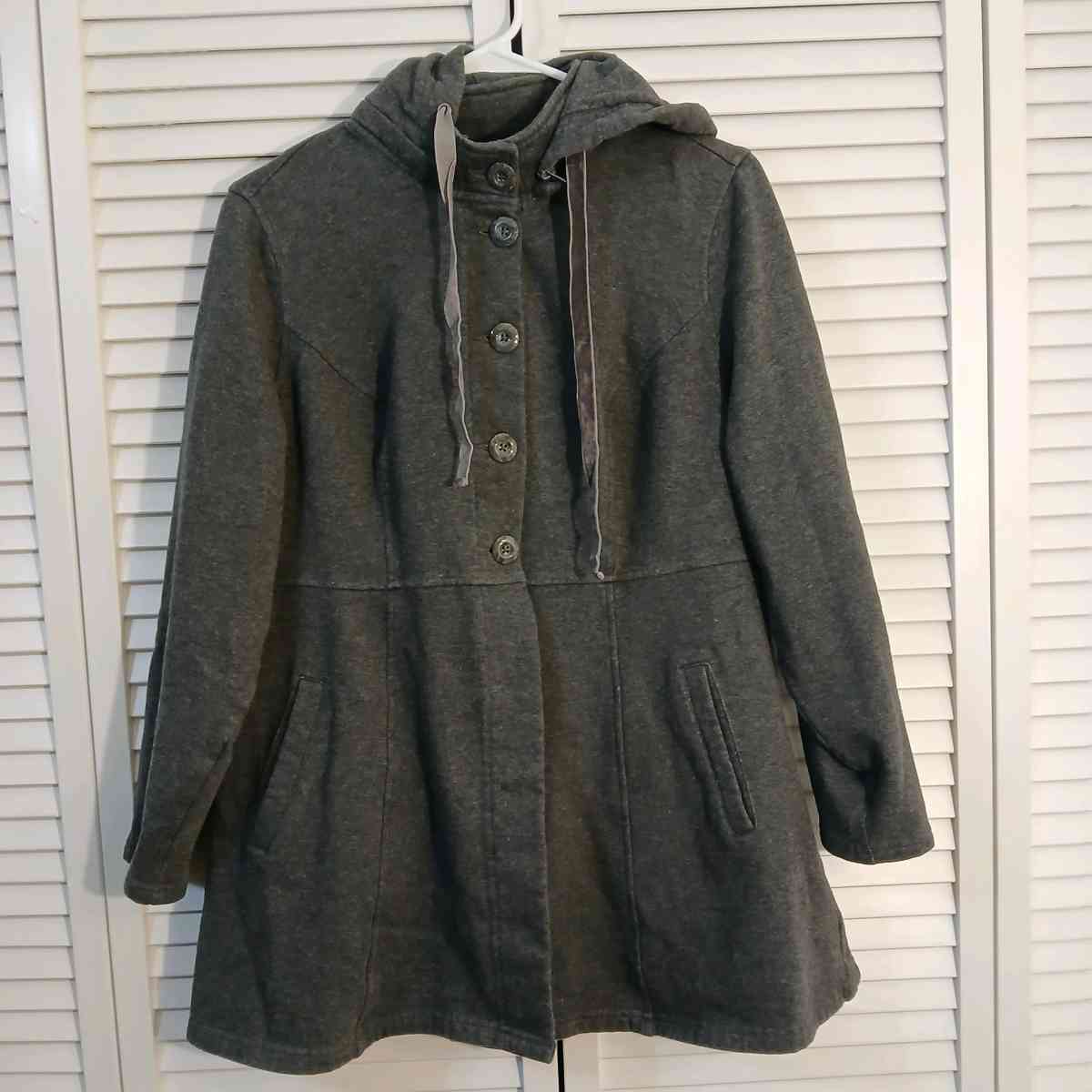 Torrid Charcoal Hooded Knit Button Up Jacket for Women Size1 - Indianapolis, Indiana - FleaMarketBay