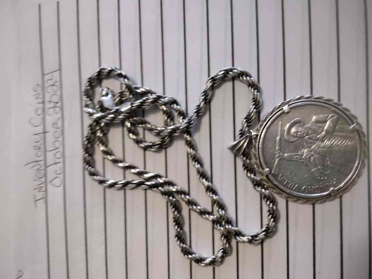 30in Coin Pendant Pancho Villa 2oz Silver Coin - San Antonio, Texas