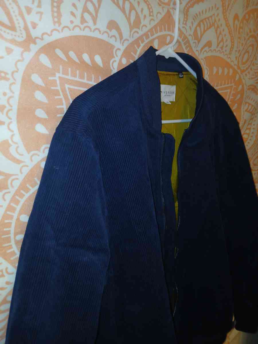 Five Four Los Angeles Men Medium Blue Corduroy Bomber Jacket - Jackson, Michigan - FleaMarketBay