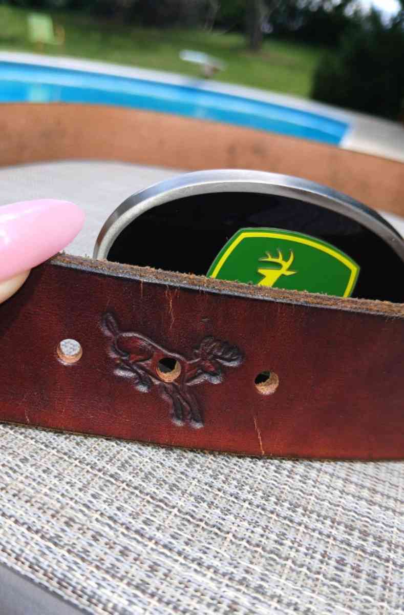 John Deere SpecCast Belt Buckle 40 Inch Leather Belt - Jackson, Michigan - FleaMarketBay