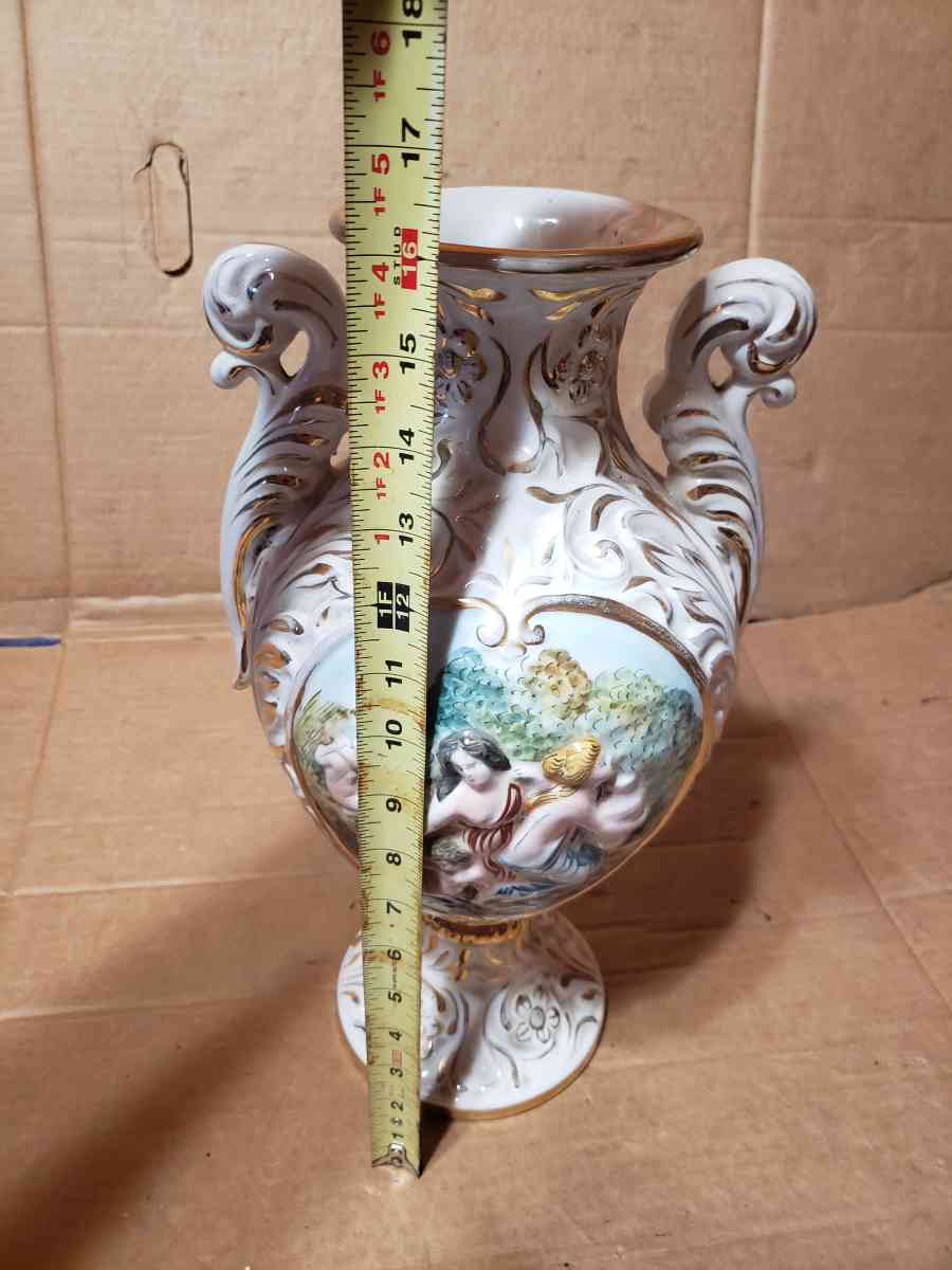 Capodimonte Marked Porcelain Italy Vase Lady  Child - San Antonio, Texas - FleaMarketBay
