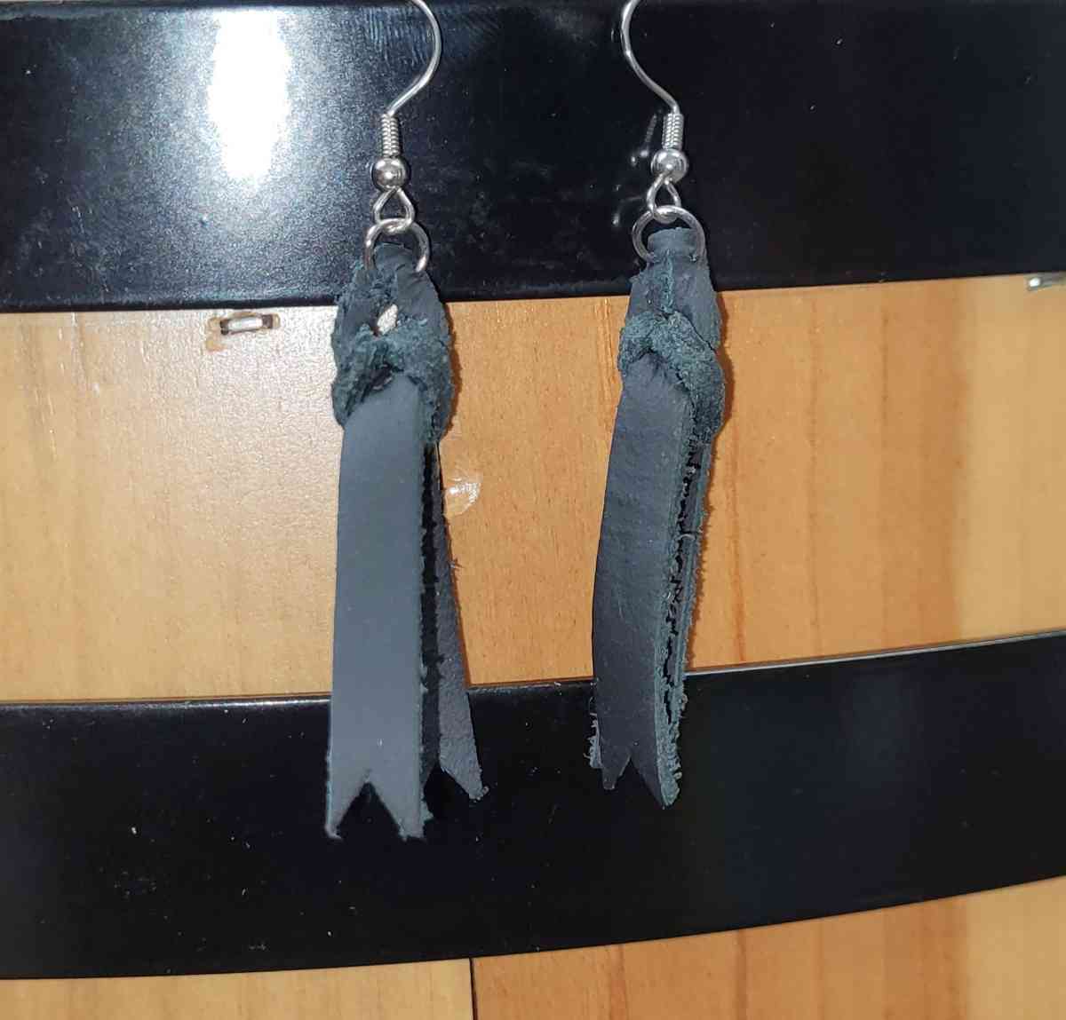 Leather ribbon earrings - Victoria, Texas - FleaMarketBay