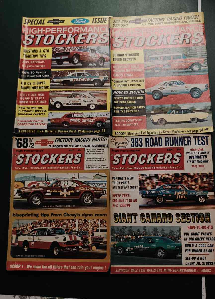 Set of 4 Vintage High Performance Stockers Magazines  196719 - Wayne, New Jersey
