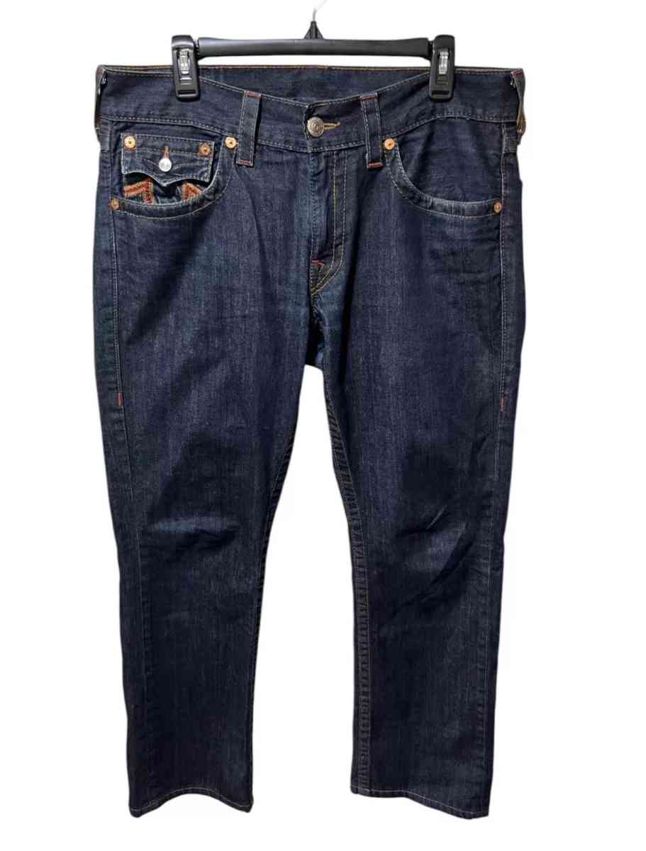 True Religion Straight Jeans Mens 33x31 Flap Pocket Rope Sti - Garden Grove, California - FleaMarketBay