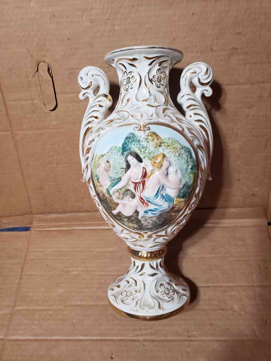 Capodimonte Marked Porcelain Italy Vase Lady  Child - San Antonio, Texas - FleaMarketBay