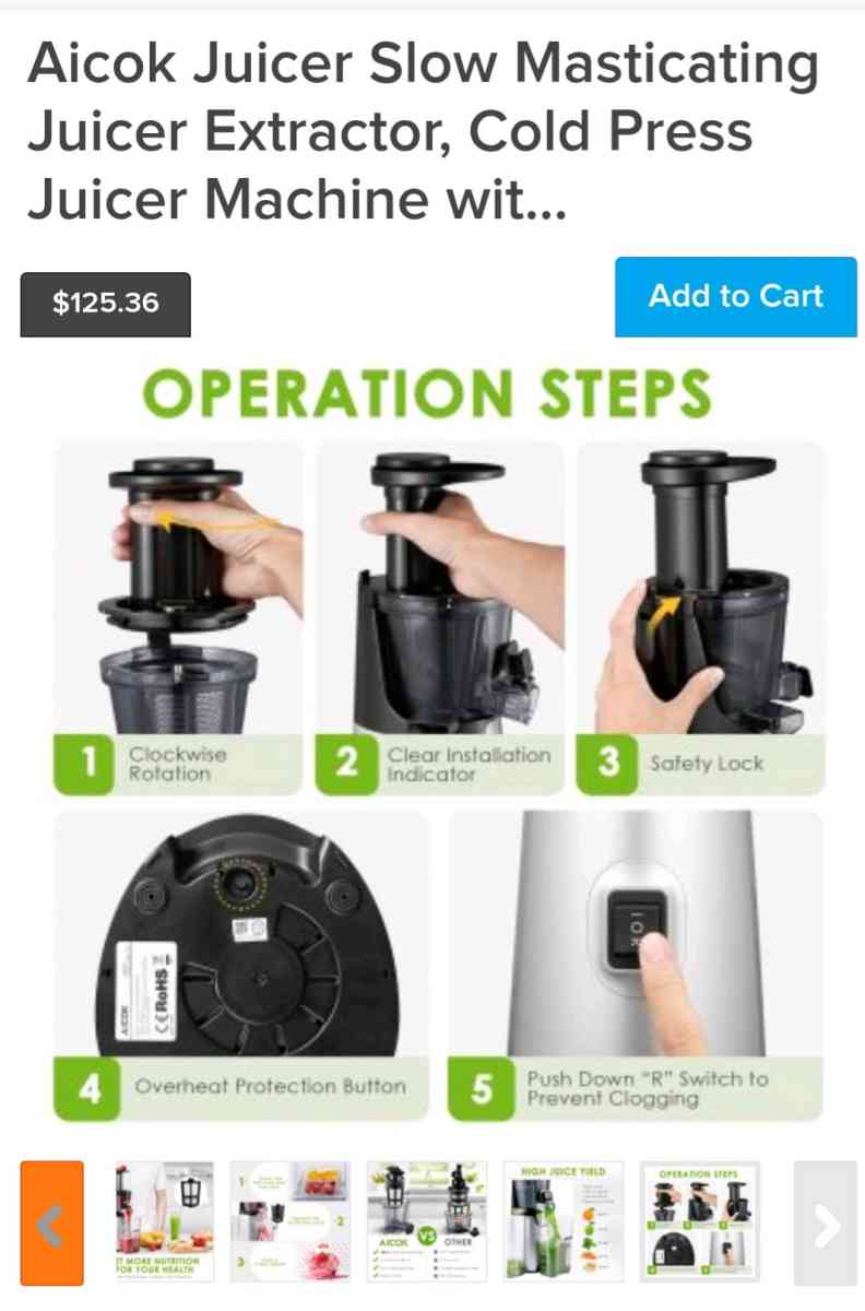 Aicok Juicer Slow Masticating Juicer Extractor Cold Press Ju - Austin, Texas - FleaMarketBay