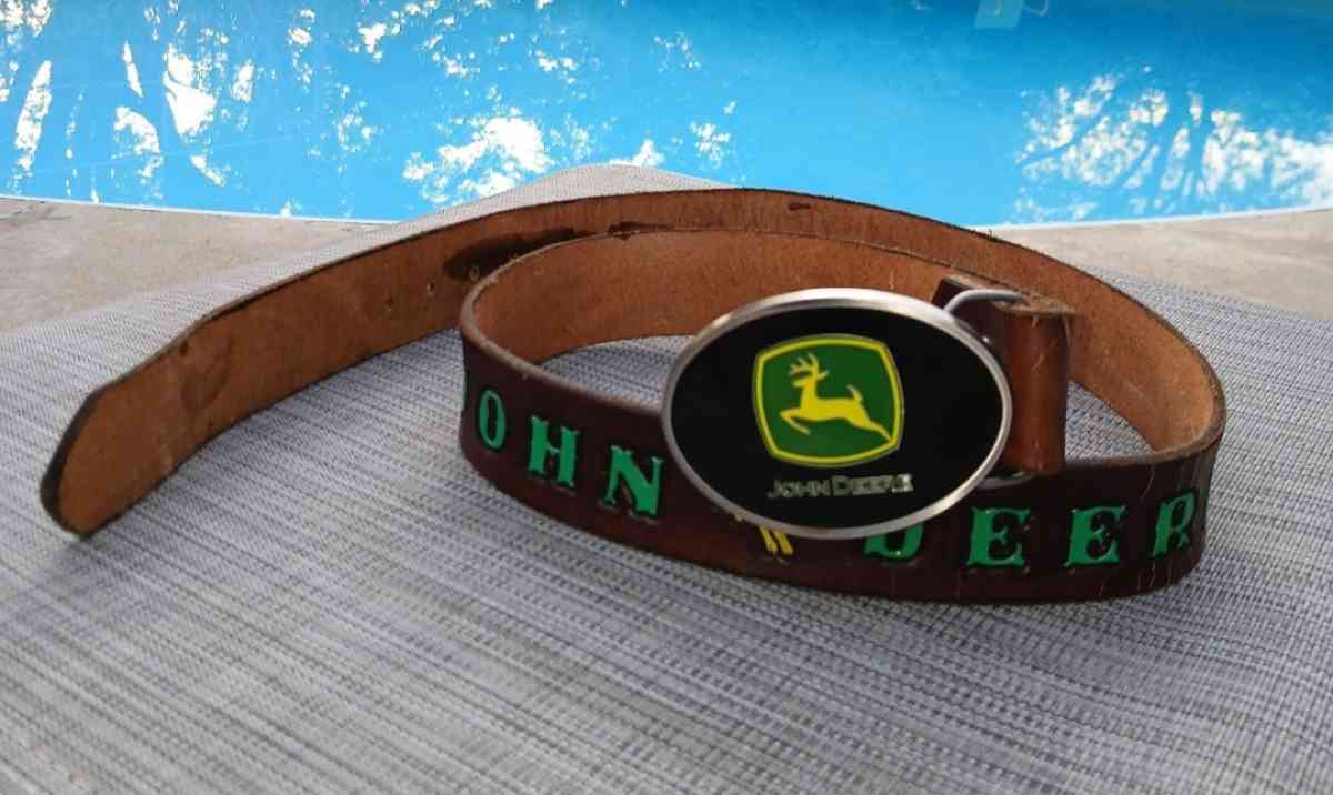 John Deere SpecCast Belt Buckle 40 Inch Leather Belt - Jackson, Michigan - FleaMarketBay