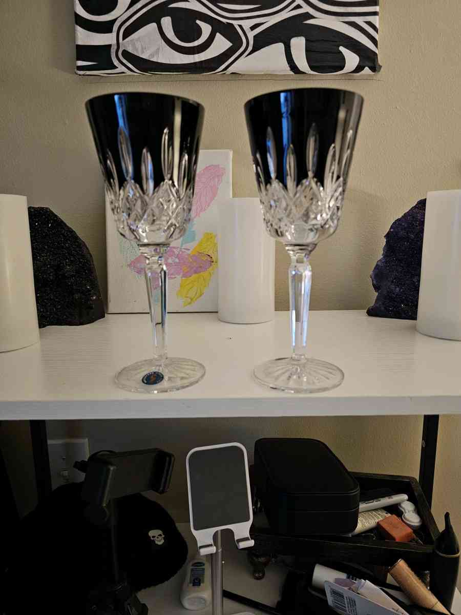 Waterford black crystal wine goblets