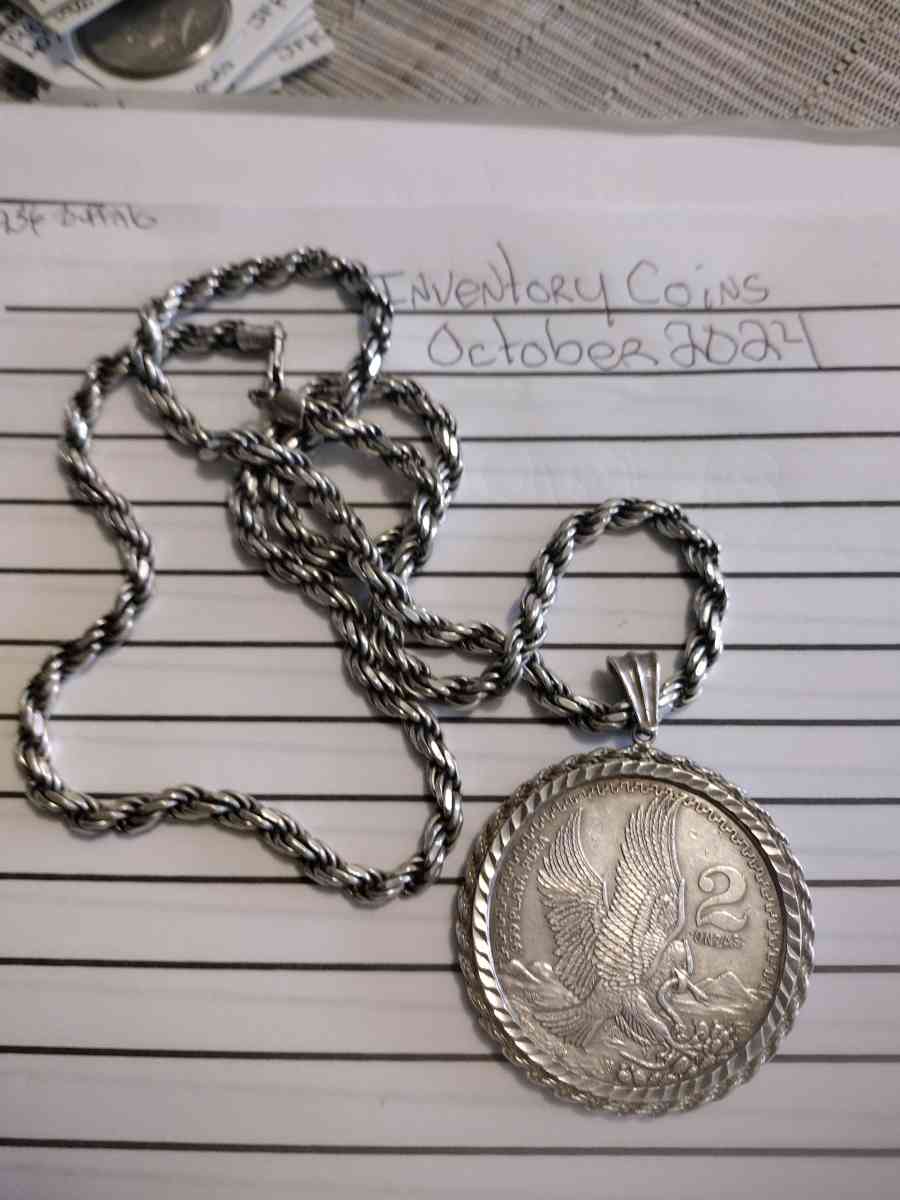 30in Coin Pendant Pancho Villa 2oz Silver Coin - San Antonio, Texas - FleaMarketBay