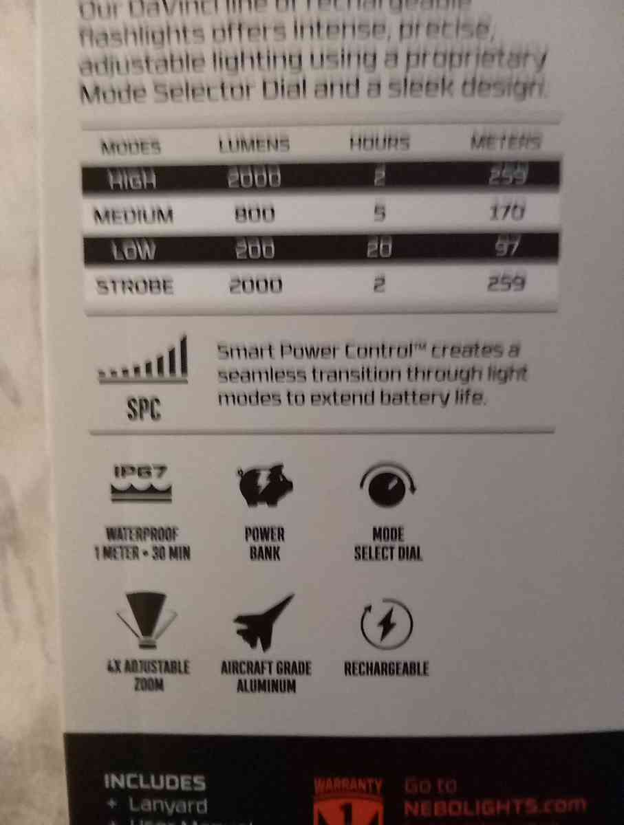 Nebo Davinci 2000 rechargeable flashlight - Paragould, Arkansas - FleaMarketBay