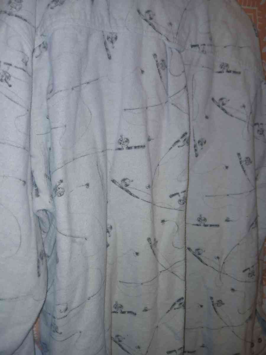 Mens XL Vintage Woolrich Fishing Rod Button Down Fleece Top - Jackson, Michigan - FleaMarketBay