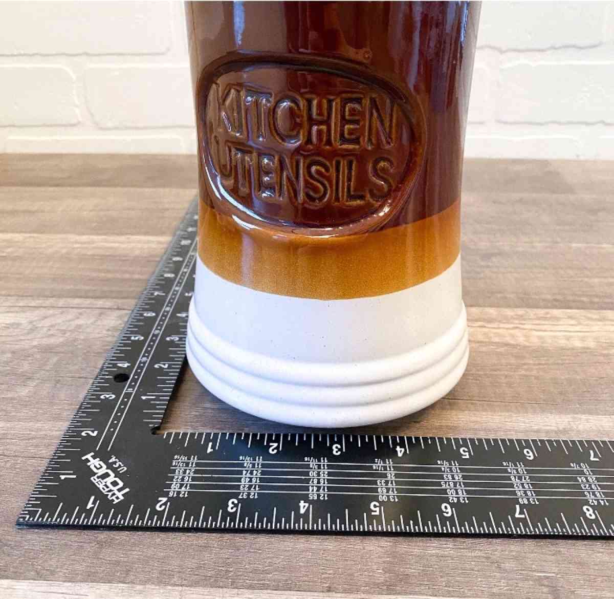 Vintage Kitchen Utensil Holder 70s Retro Kitchen Brown Ivory - Silsbee, Texas - FleaMarketBay