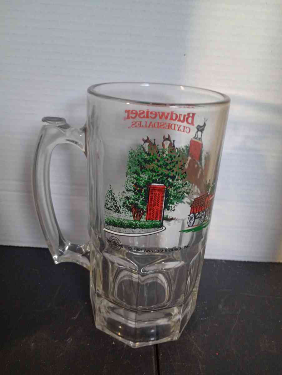 vintage glass large Budweiser mug - Hamersville, Ohio - FleaMarketBay