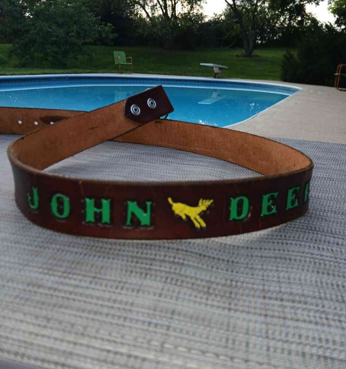 John Deere SpecCast Belt Buckle 40 Inch Leather Belt - Jackson, Michigan - FleaMarketBay