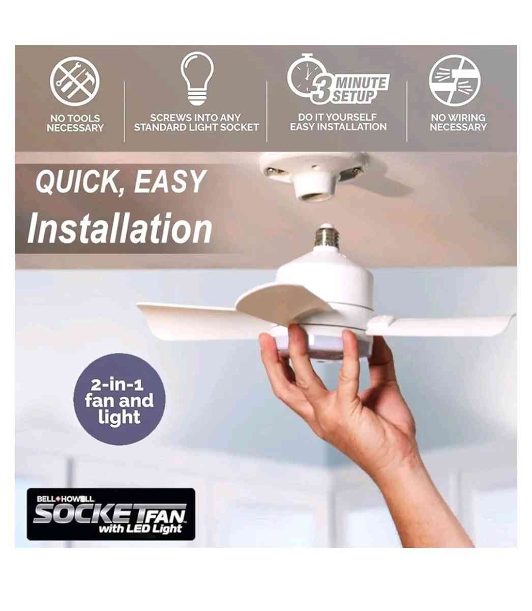Socket ceiling fan  LED light 1000 lumens with remote - Walnut, California - FleaMarketBay