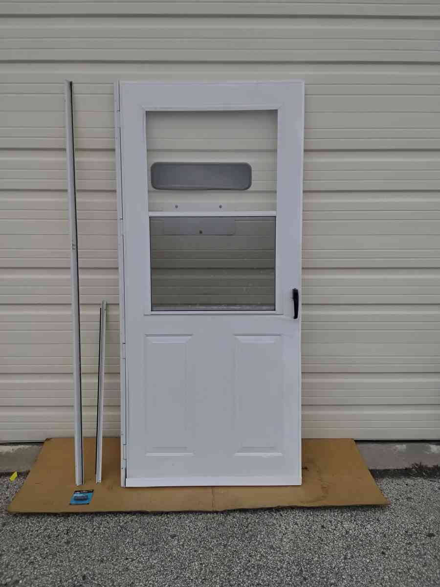Nice White Storm Door With Screen LH Swing  Like New