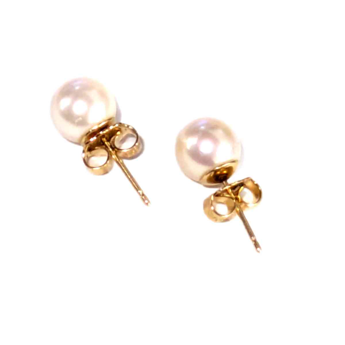 14k Gold Cultured Pearl Stud Earrings - Gladewater, Texas