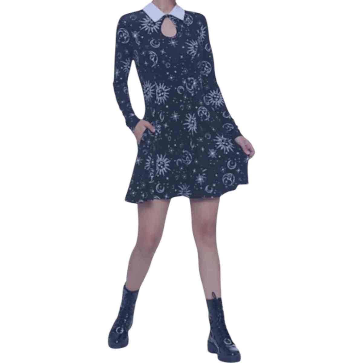 Hot Topic Gothic Celestial Long Sleeve Moon Sun Mini Dress - Jackson, Michigan