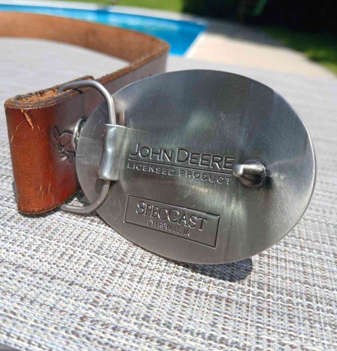 John Deere SpecCast Belt Buckle 40 Inch Leather Belt - Jackson, Michigan - FleaMarketBay