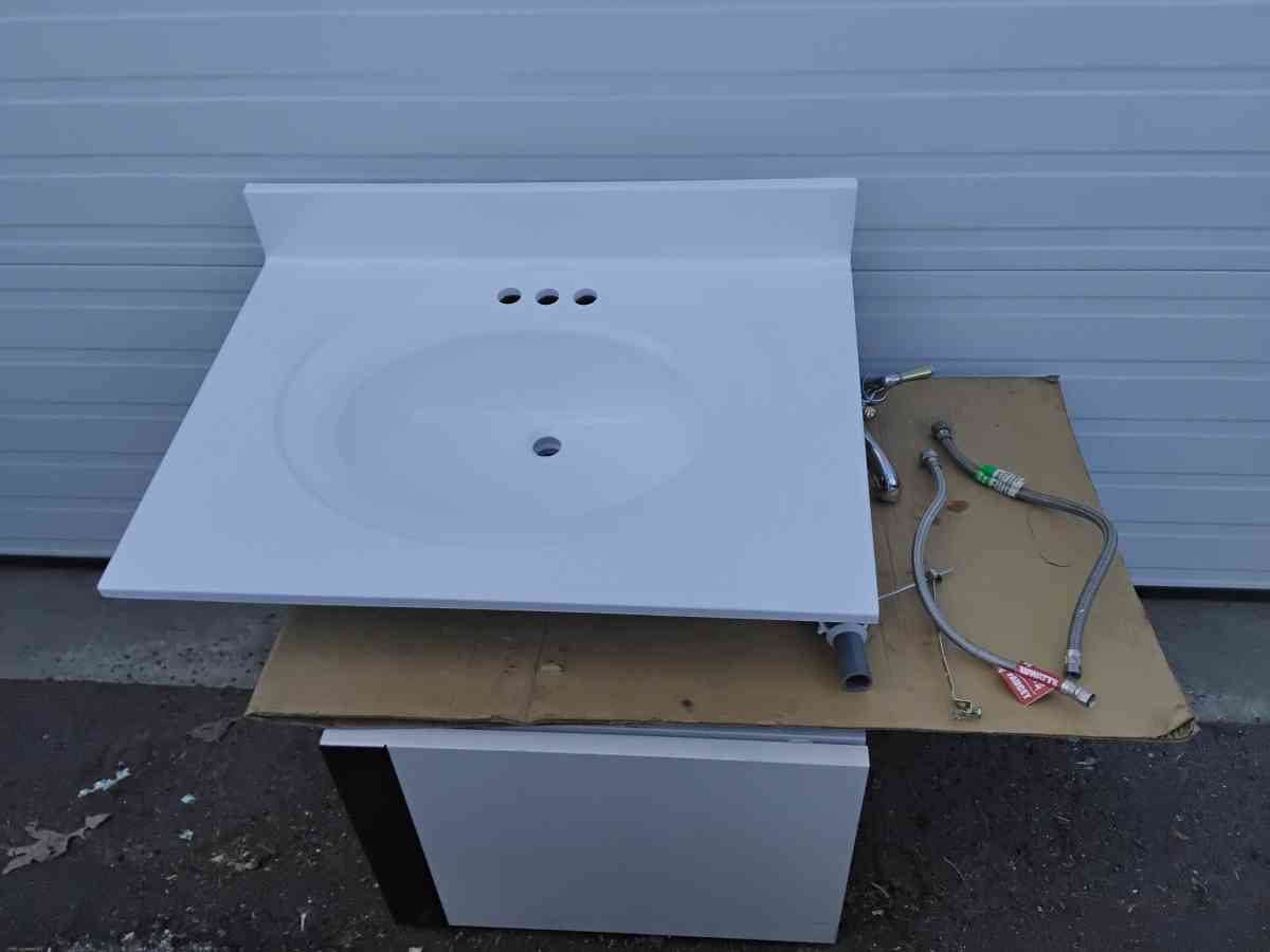 Nice White Vanity Top Bathroom Sink with Faucet New