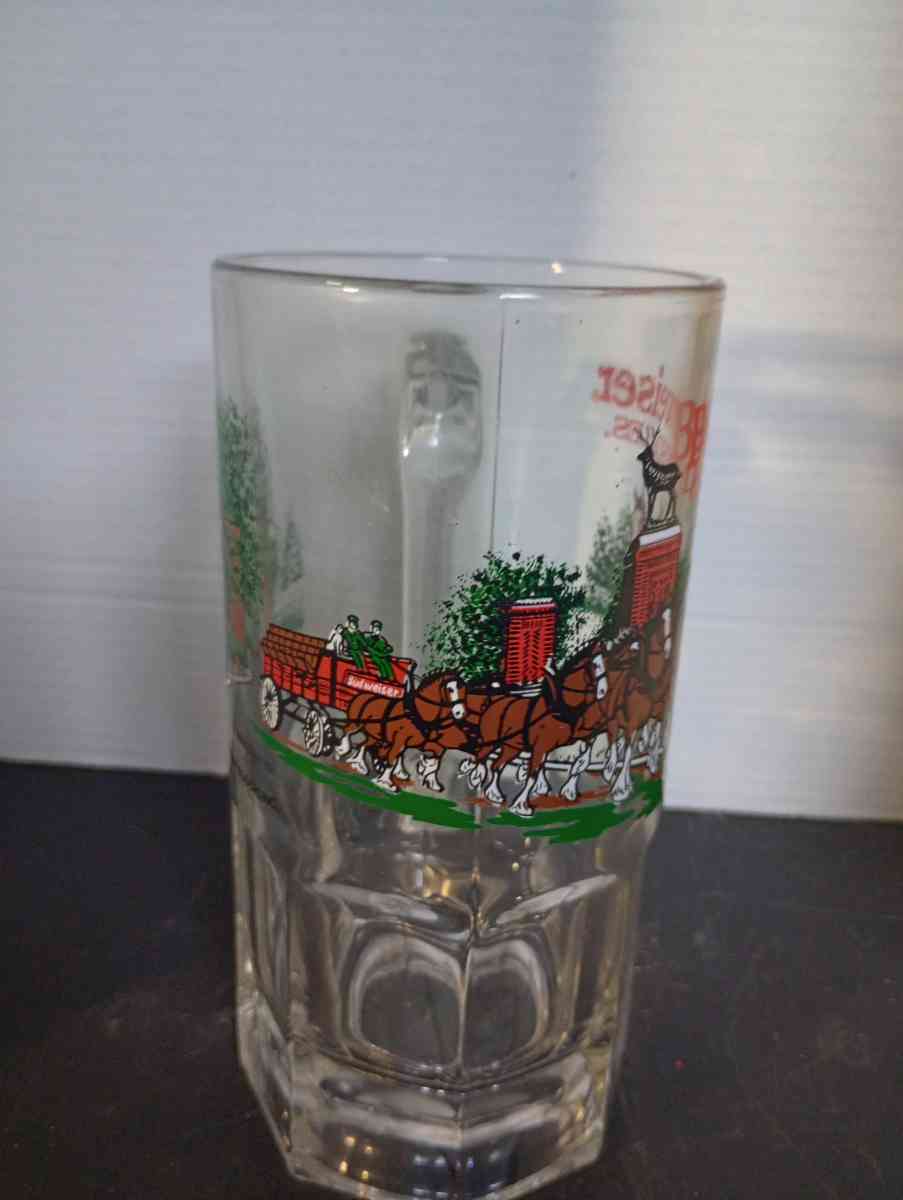 vintage glass large Budweiser mug - Hamersville, Ohio - FleaMarketBay
