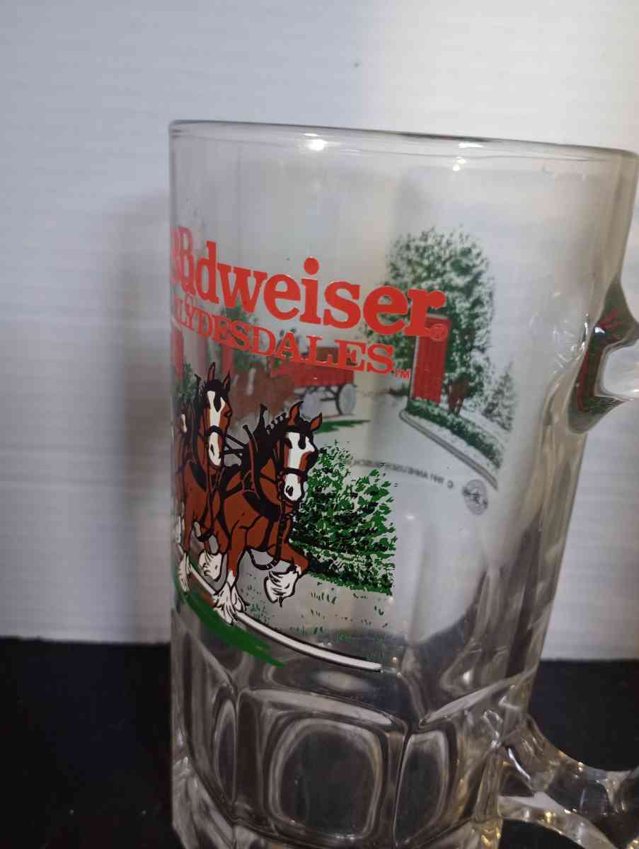 vintage glass large Budweiser mug - Hamersville, Ohio - FleaMarketBay