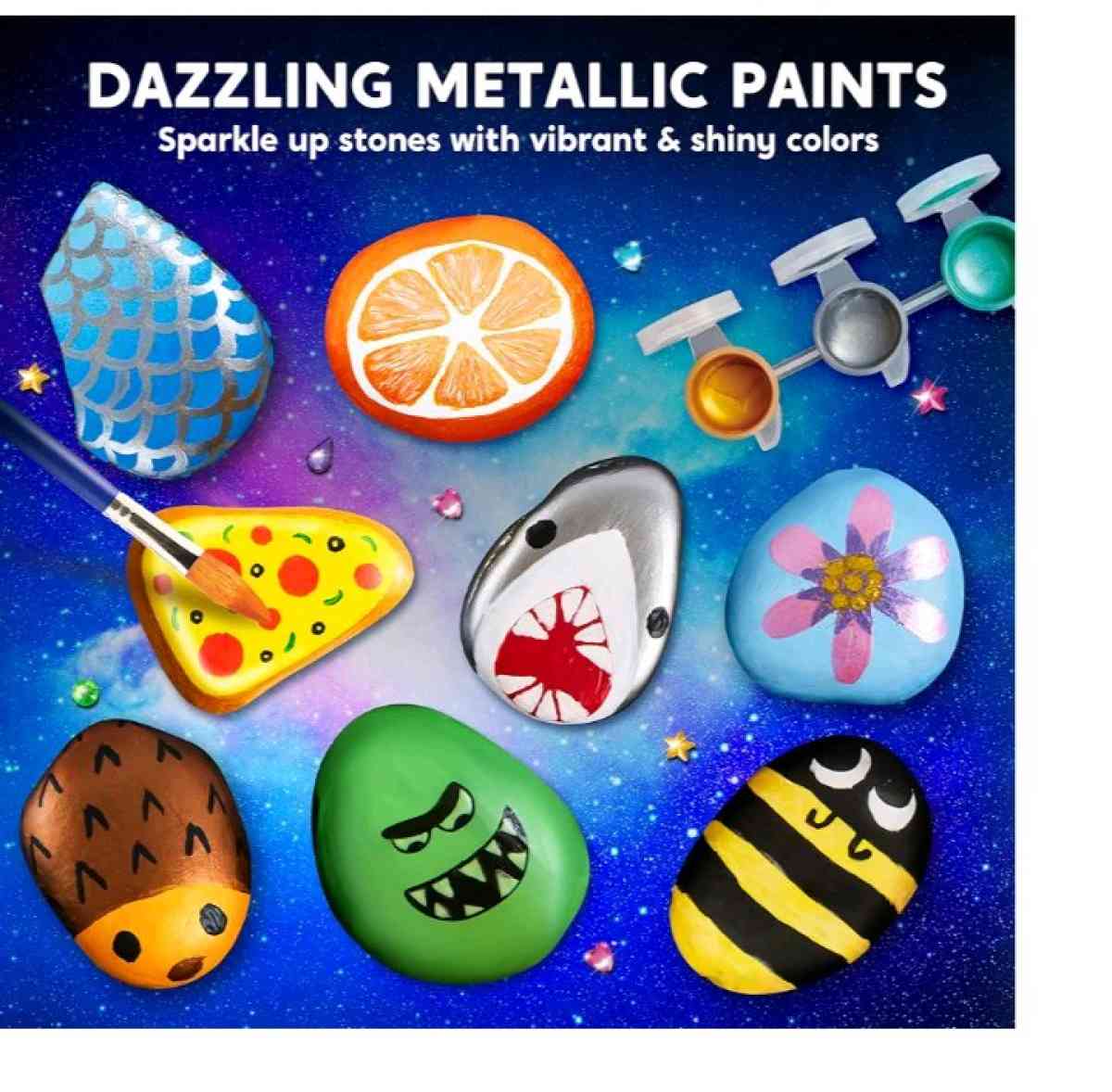 Glow in the dark Rock Painting kit 12 smooth rocks 3d in the - Arcadia, Indiana - FleaMarketBay