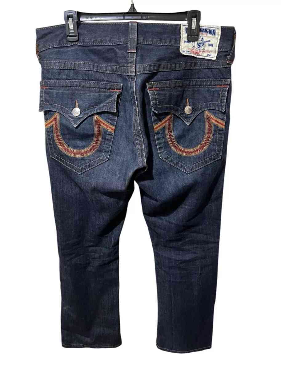 True Religion Straight Jeans Mens 33x31 Flap Pocket Rope Sti - Garden Grove, California - FleaMarketBay