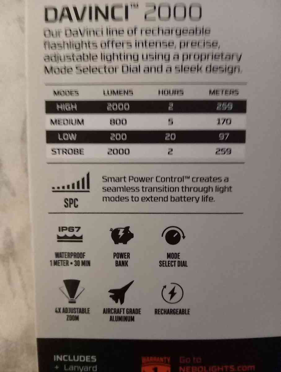 Nebo Davinci 2000 rechargeable flashlight - Paragould, Arkansas - FleaMarketBay