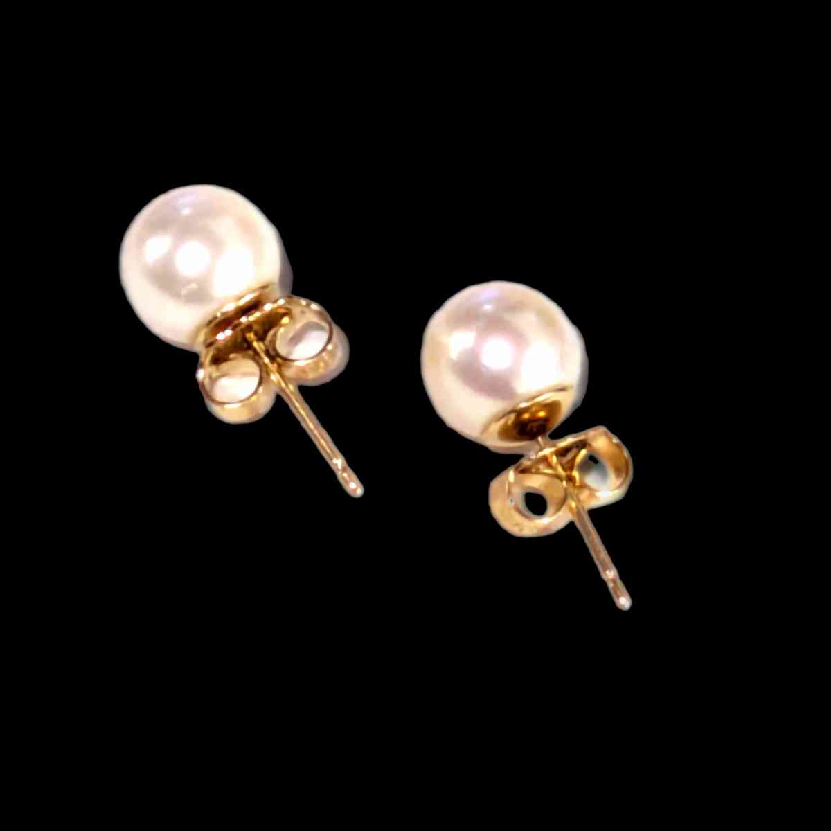 14k Gold Cultured Pearl Stud Earrings - Gladewater, Texas - FleaMarketBay