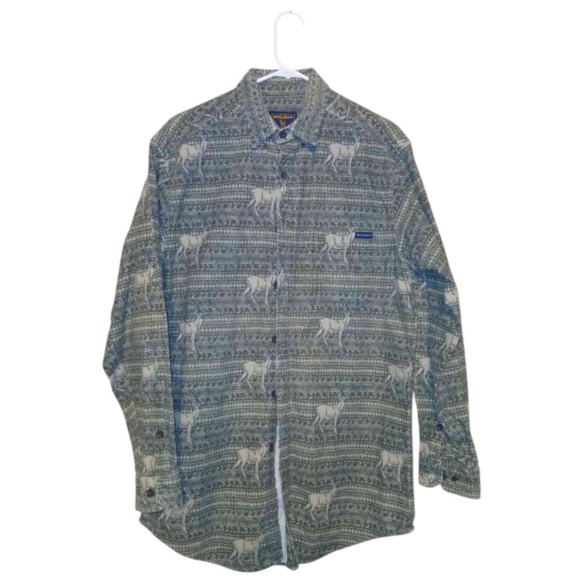 Mens Vintage Large Woolrich Deer Buck Hunting Button Fleece - Jackson, Michigan