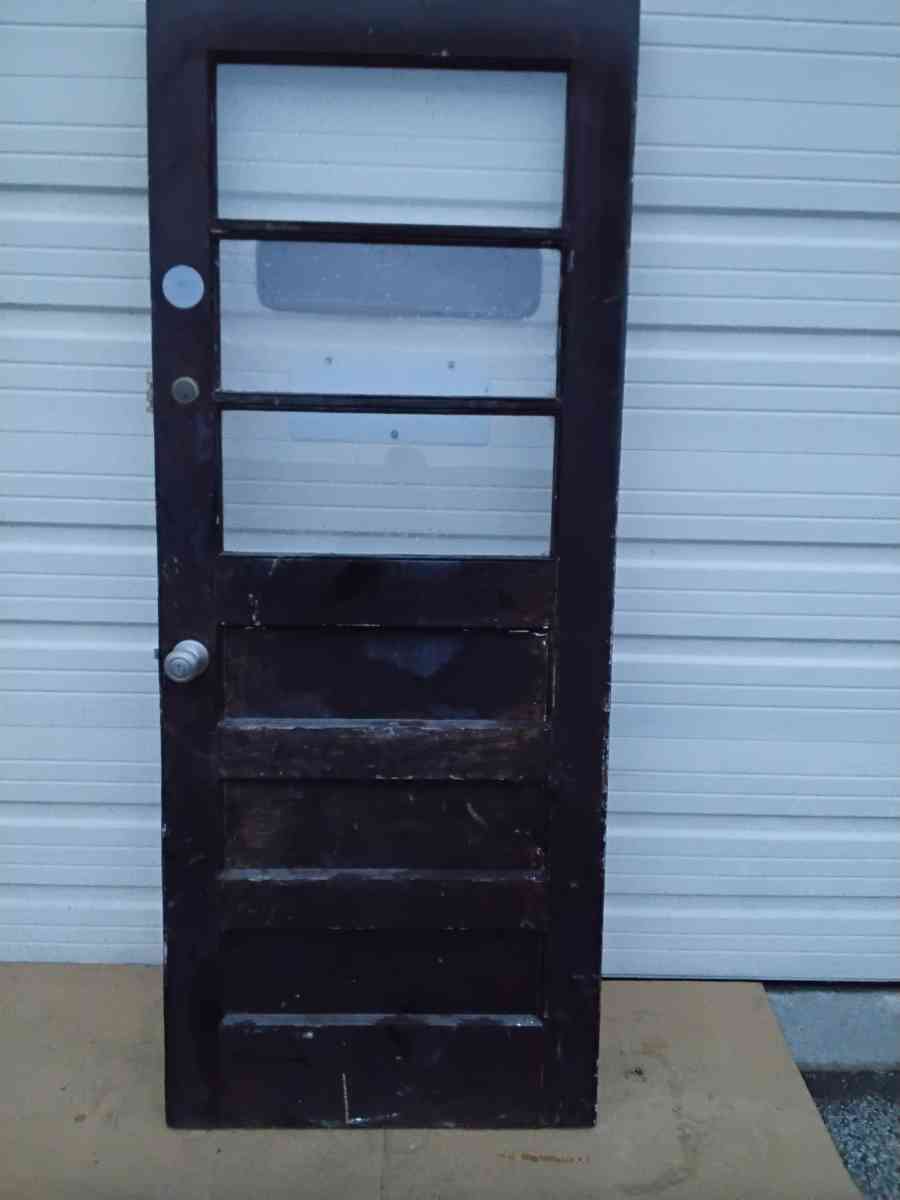 Nice Black 3 Light Solid Wood Door RH Swing Like New - Williamstown, New Jersey - FleaMarketBay