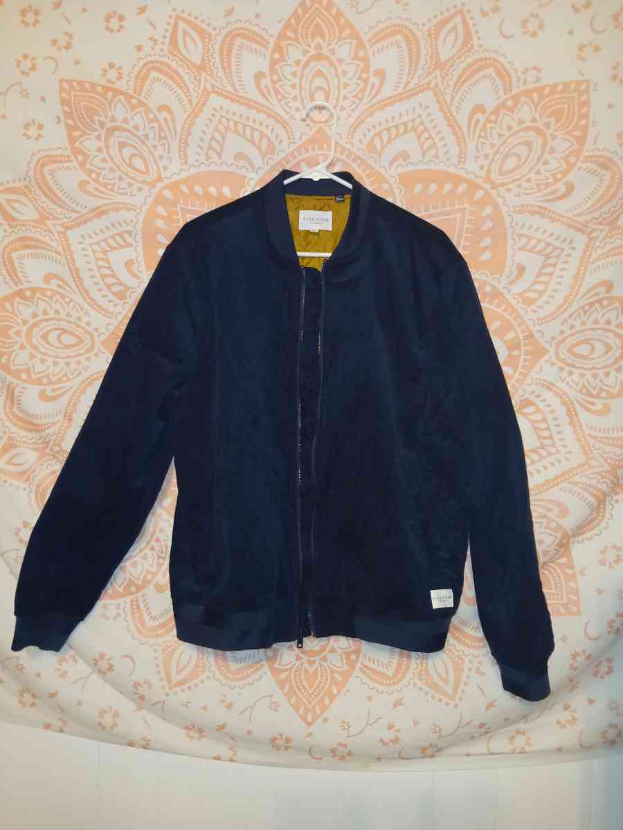Five Four Los Angeles Men Medium Blue Corduroy Bomber Jacket - Jackson, Michigan - FleaMarketBay