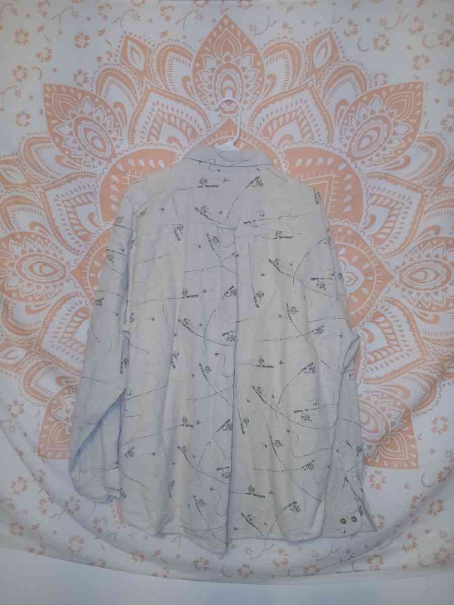 Mens XL Vintage Woolrich Fishing Rod Button Down Fleece Top - Jackson, Michigan - FleaMarketBay