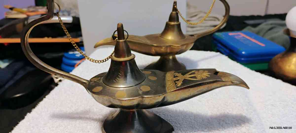 2 authentic brass genie lamps from India - North Fort Myers, Florida - FleaMarketBay