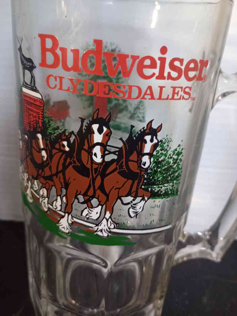vintage glass large Budweiser mug - Hamersville, Ohio - FleaMarketBay