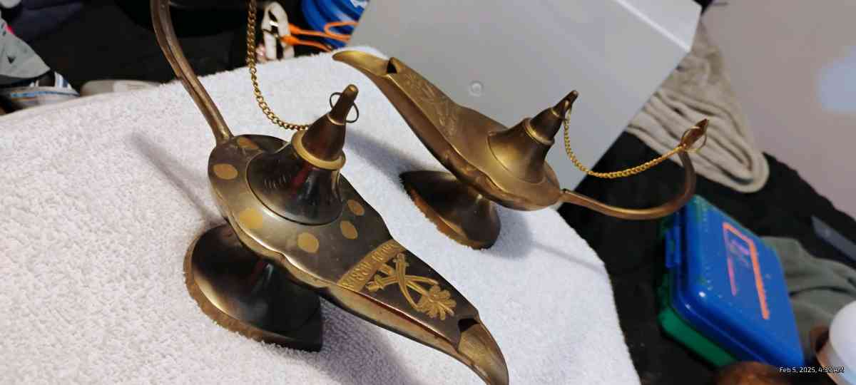2 authentic brass genie lamps from India - North Fort Myers, Florida - FleaMarketBay