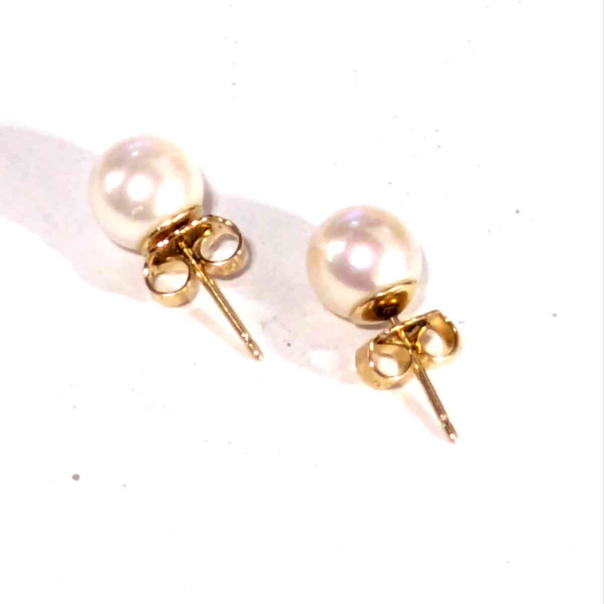 14k Gold Cultured Pearl Stud Earrings - Gladewater, Texas - FleaMarketBay