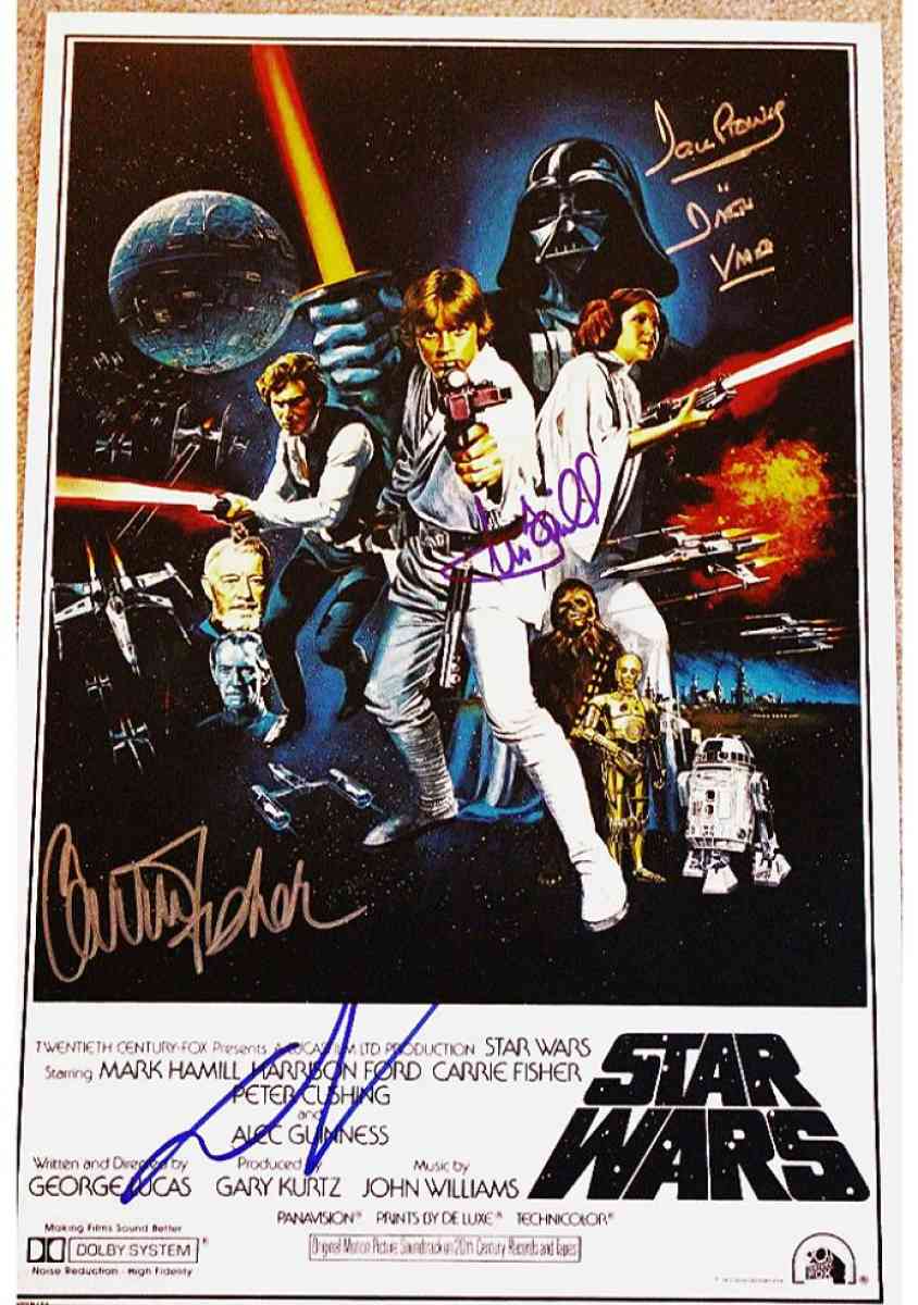 Star wars signed movie poster - Clinton Township, Michigan