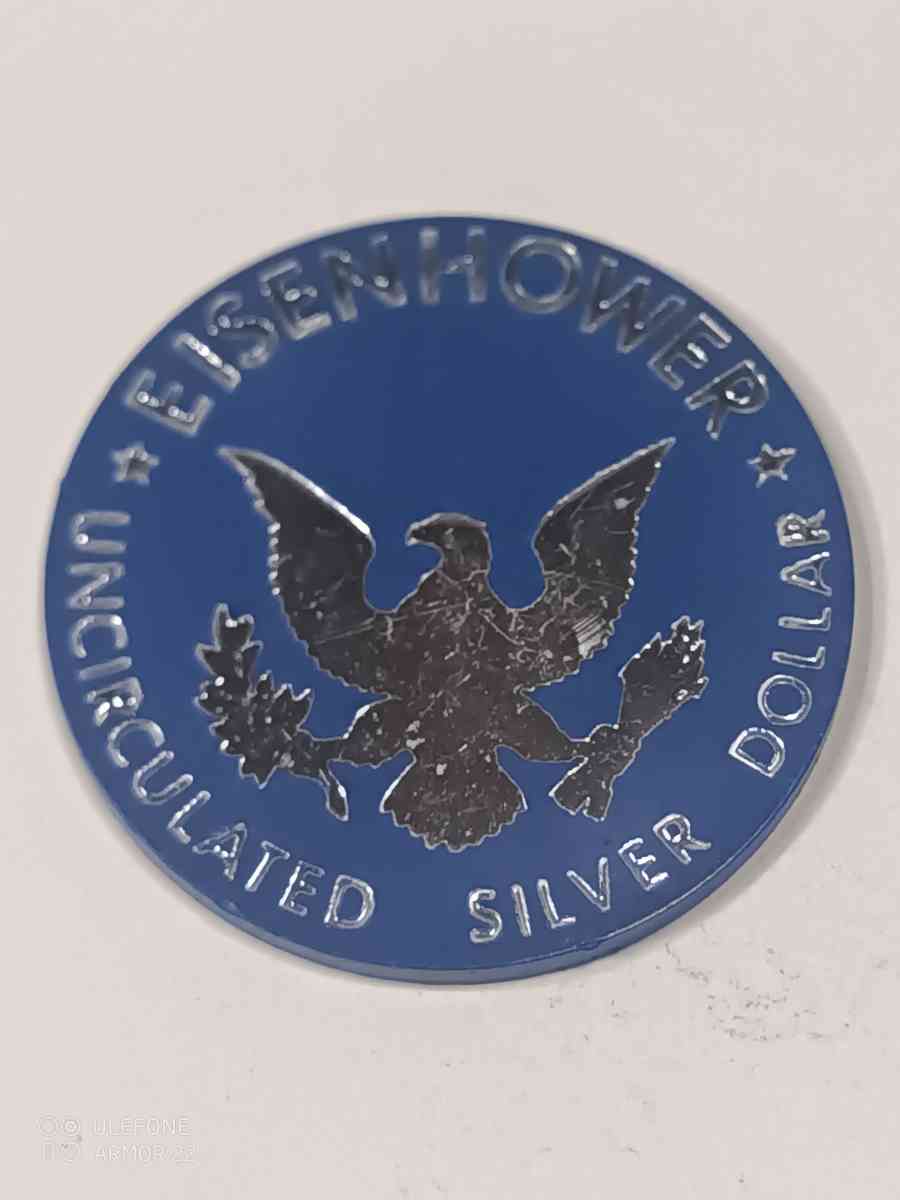 Eisenhower Silver Dollar BLUE IKE Plastic Token Poker CHIP M - North Miami Beach, Florida - FleaMarketBay
