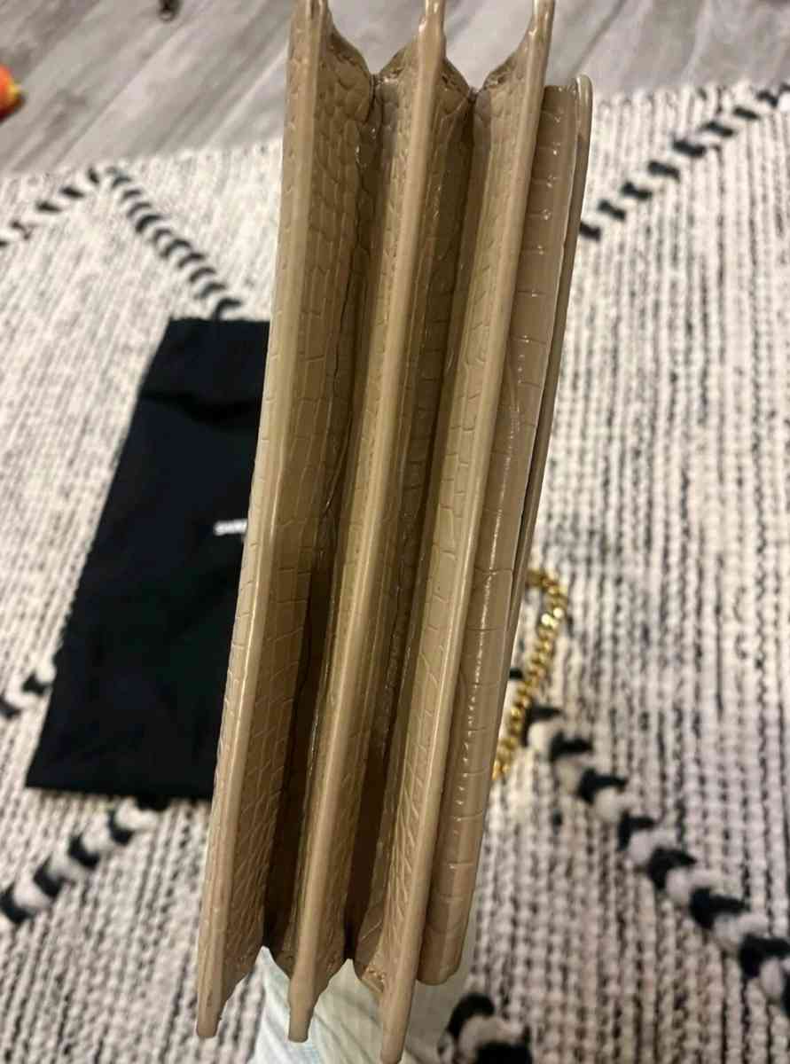 YSL Dark  Beige Medium Sunset CrocEmbossed Leather Shoulder - Hillside, New Jersey - FleaMarketBay