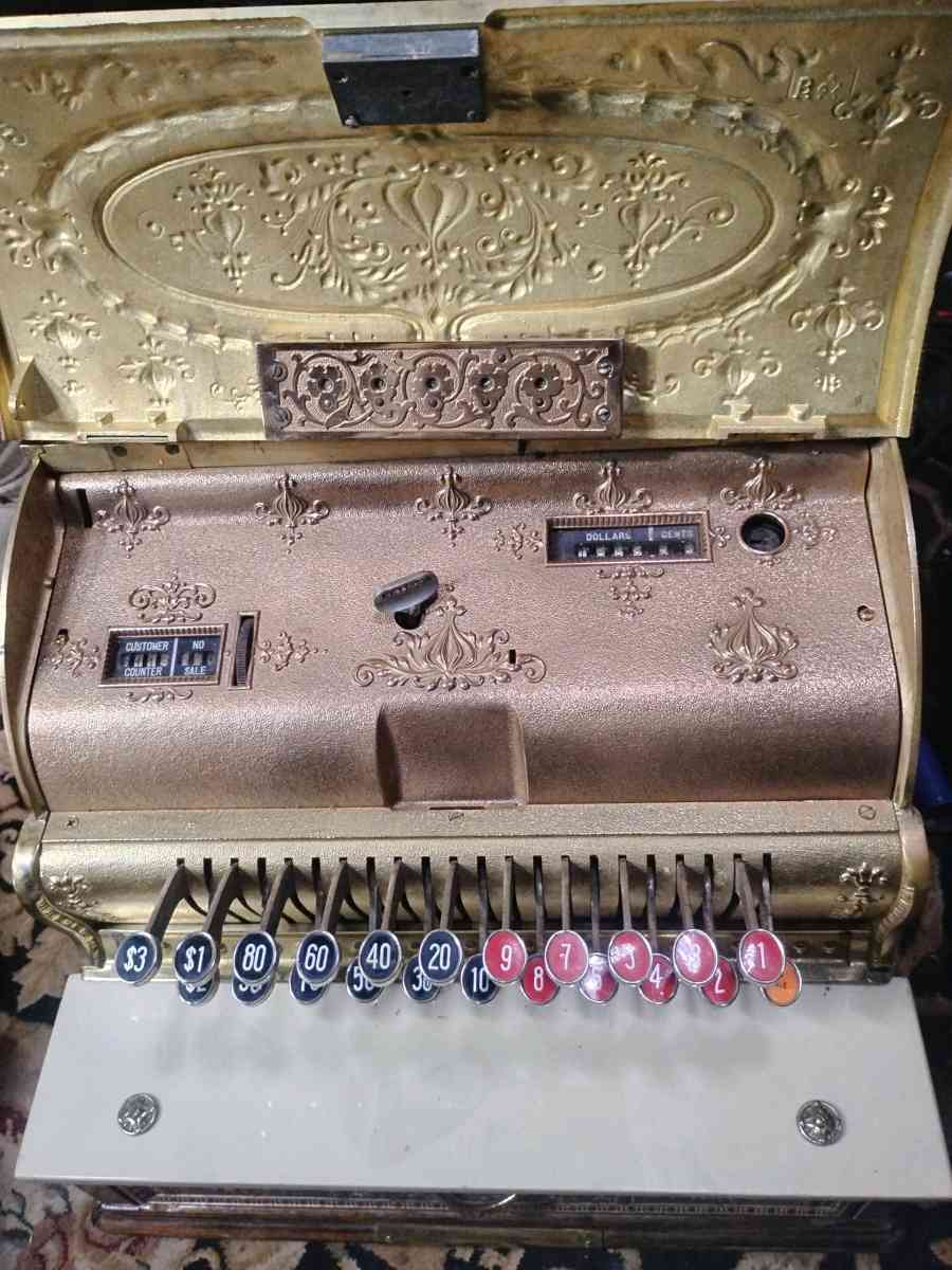 1912 national Brass cash register - Marble Falls, Texas - FleaMarketBay