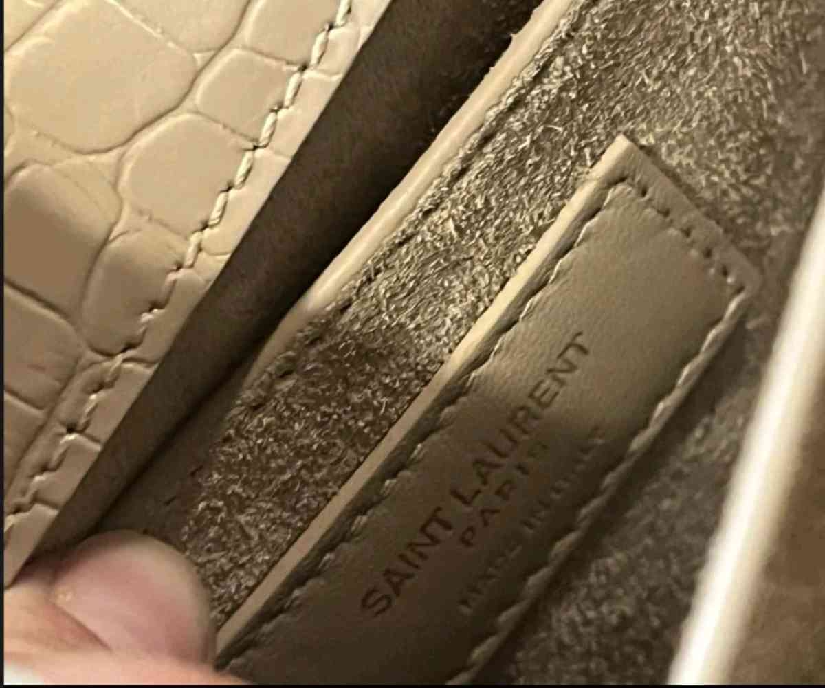 YSL Dark  Beige Medium Sunset CrocEmbossed Leather Shoulder - Hillside, New Jersey - FleaMarketBay